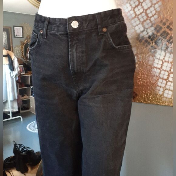 Zara Classic Black Women's Straight Wide Leg Jeans - Picture 15 of 15